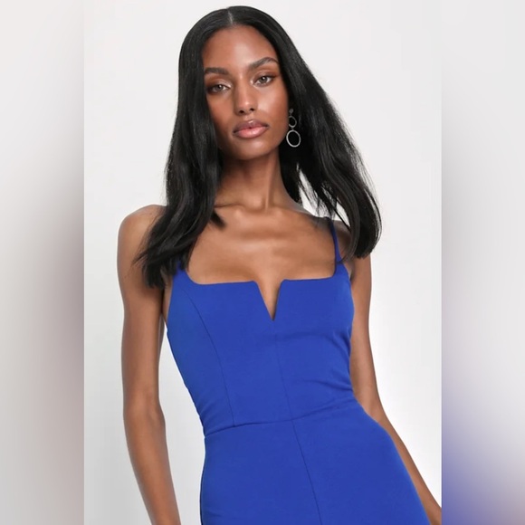 Lulus Elegant Royal Blue sleeveless wide leg Jumpsuit size M - Picture 2 of 7